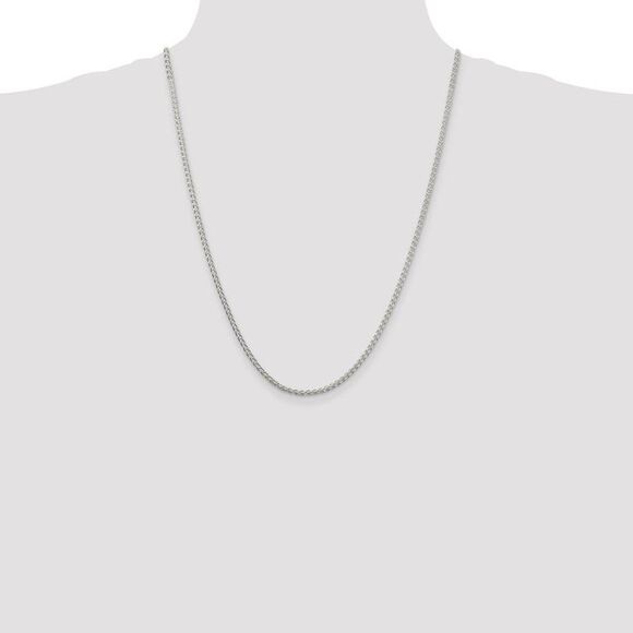 2.5mm Sterling Silver, Round Solid Spiga Chain Necklace, 24 Inch - Picture 3 of 8
